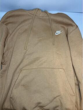 Nike Sportswear Club Mens Sz M Fleece Hoodie Tan BV2654-224